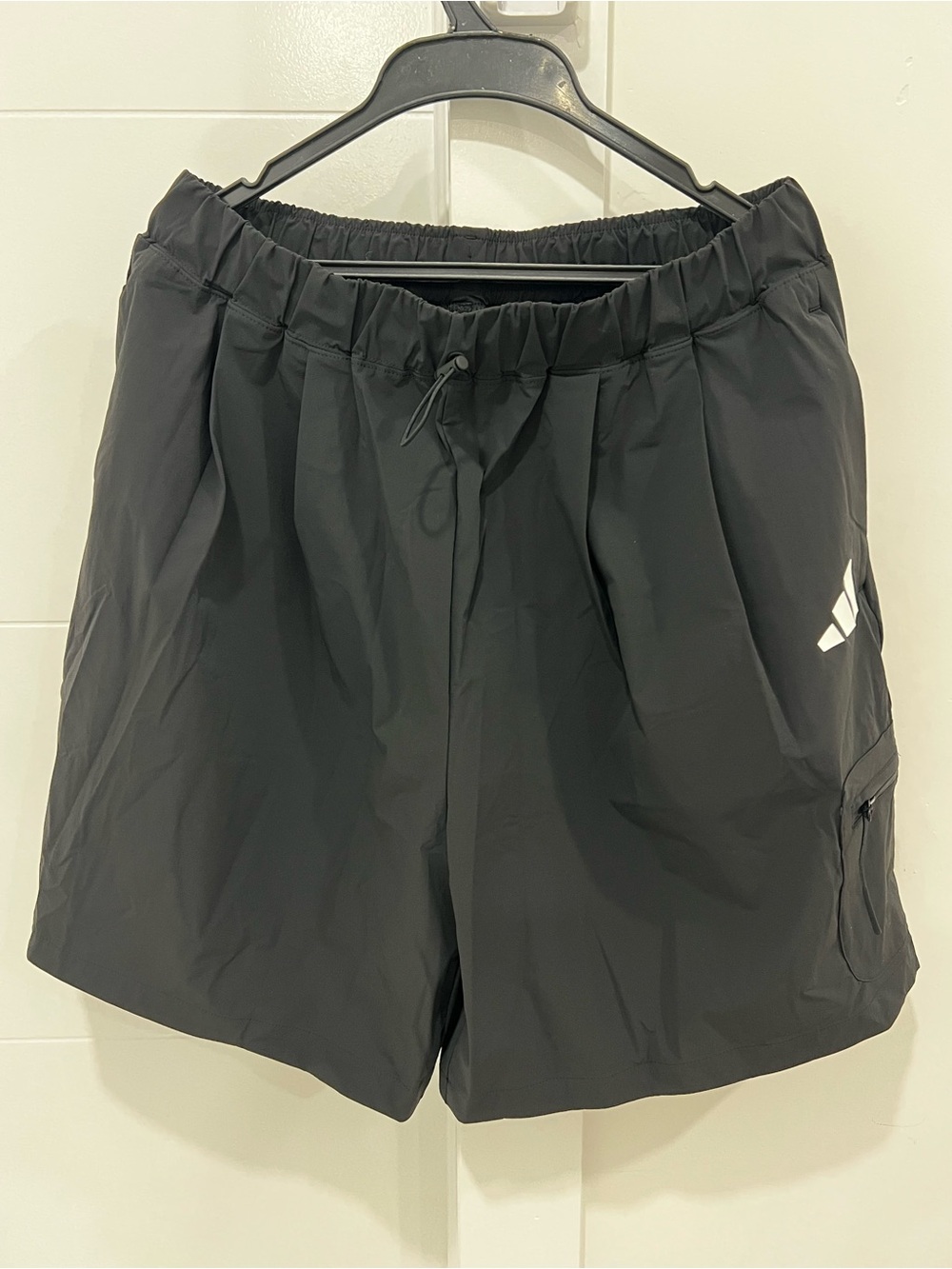 adidas Black Athletic Running Shorts with White Logo